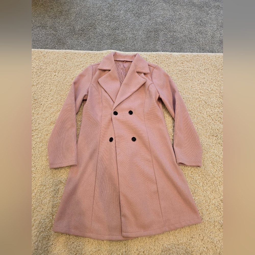 Pink Casual Overcoat Womens Size Small Pastel Soft Lightweight Classic